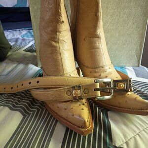 Women's Ostrich leather ankle boots